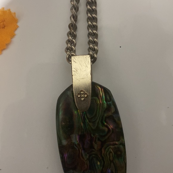 NWT Kendra Scott Inez Veined African Turquoise Jasper Pendant Necklace Rhodium - Picture 8 of 10